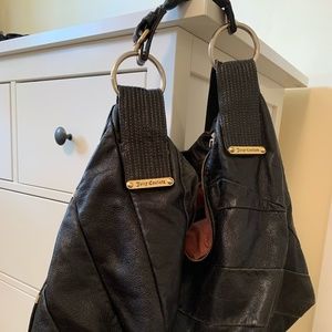 Juicy Couture Vintage Black Leather Hobo Purse
